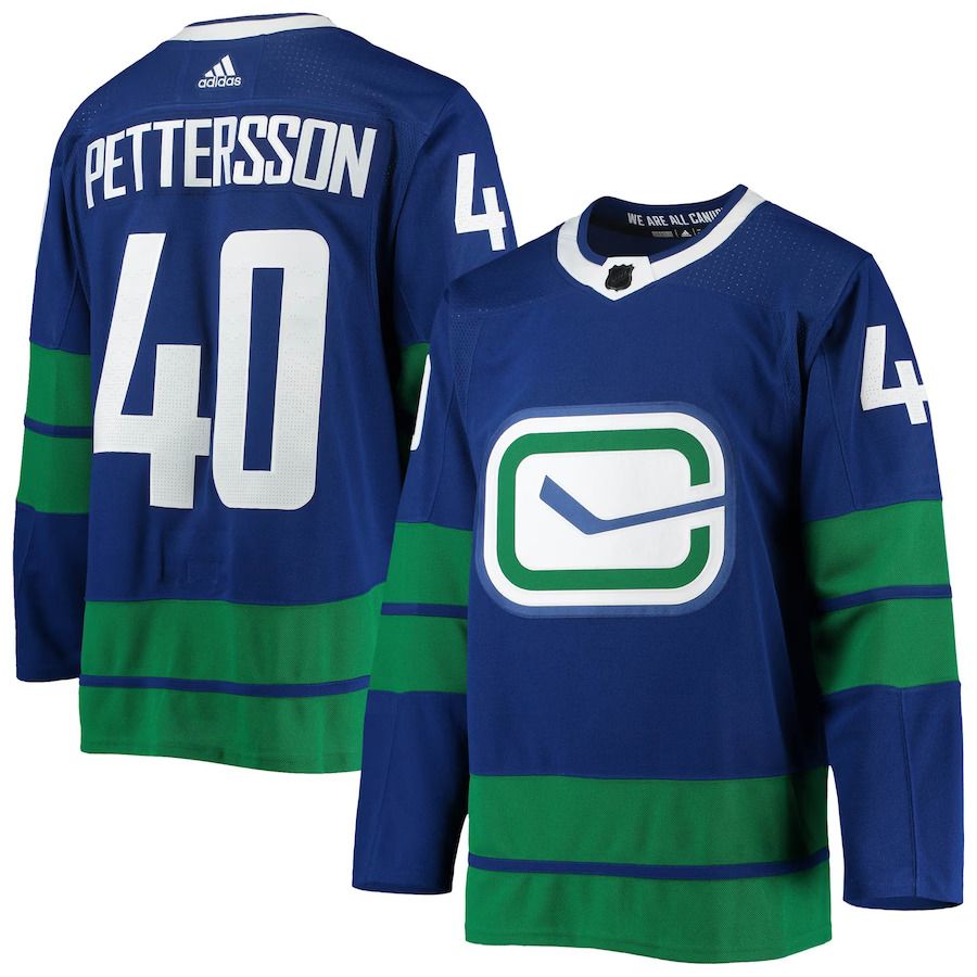 Men Vancouver Canucks #40 Elias Pettersson adidas Blue Authentic Alternate Player NHL Jersey